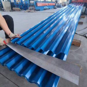 Blue PPGI corrugated roofing sheet for warehouse building