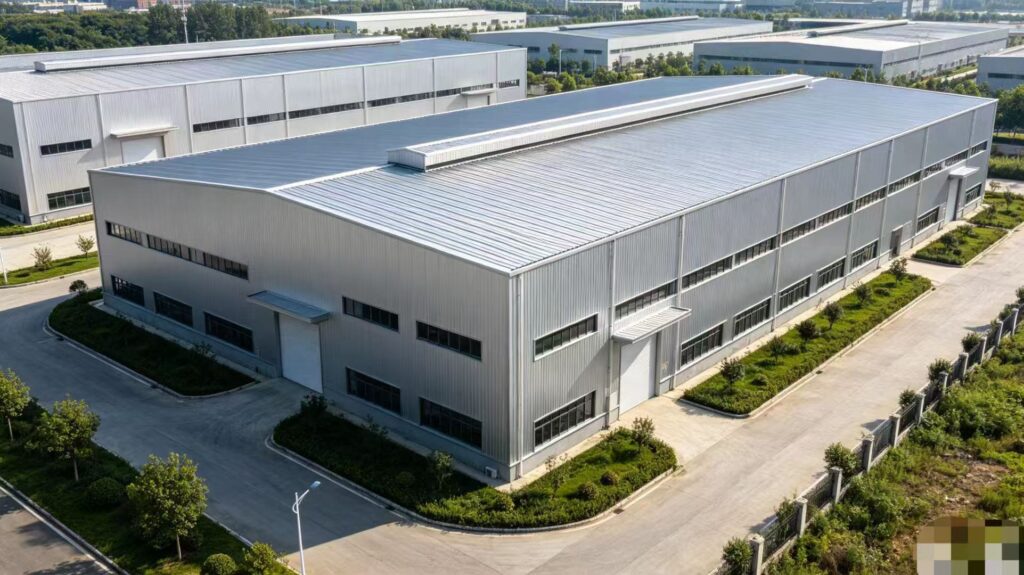 color coated sheet installed on large steel structure factory roofing exterior wall