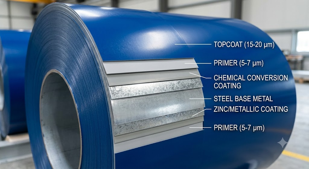 Structure and layers of premium prepainted galvanized steel coils