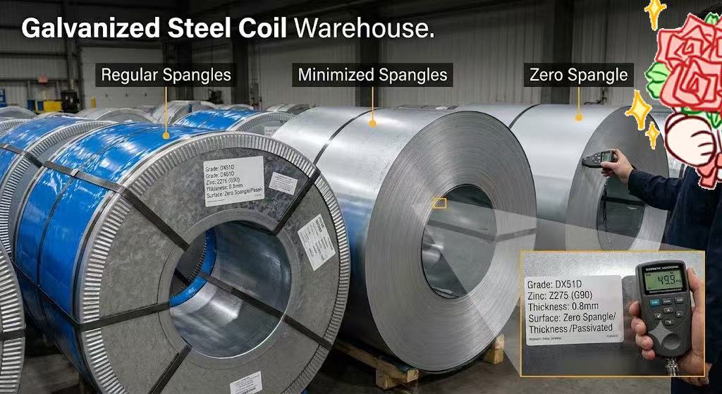 remium galvanized steel coils with zero spangle and regular spangle
