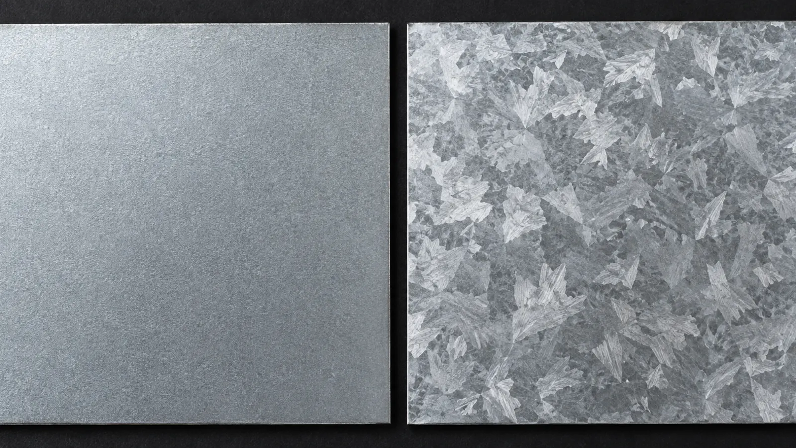 Surface comparison of zero spangle and regular spangle galvanized steel